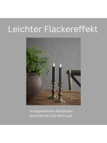 Novaliv Stabkerzen LED mit Timer GRAU 2er indoor mit Timer Funktion 6 Stunden in Grau