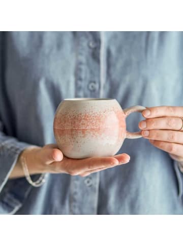 Bloomingville JUMBO Becher PAULA Orange Weiß mit Henkel