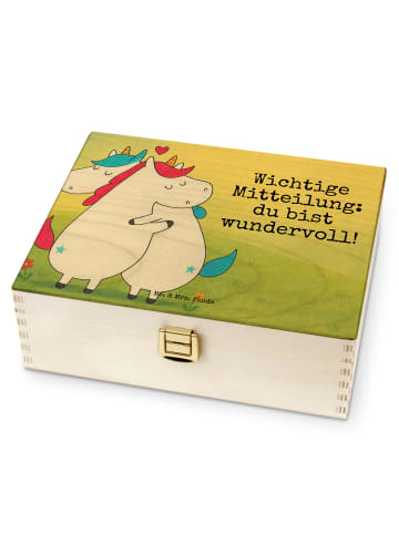 Mr. & Mrs. Panda Teebox Holz Einhorn Mitteilung Design mit Spruch in Weiß