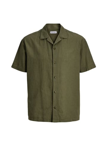 Jack and Jones Hemd Summer Linen Blend Resort Shirt in Oliv