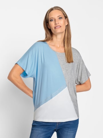 Heine Kurzarmshirt in steingrau-hellblau-gemustert