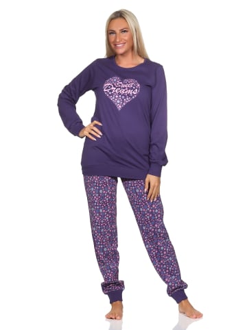NORMANN Schlafanzug Pyjama langarm Bündchen Sterne - 81623 in lila