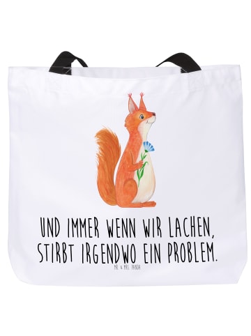 Mr. & Mrs. Panda Reisetasche Eichhörnchen Blume mit Spruch in Weiß