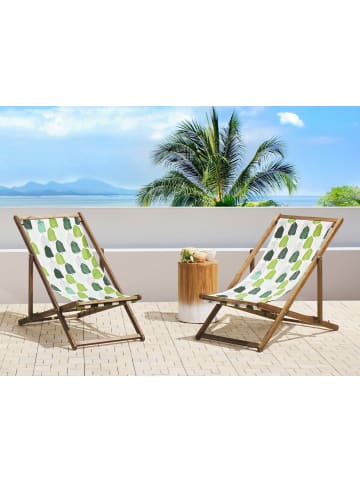 Beliani 2er-Set Stoffbezug ANZIO/AVELLINO in Grün/Weiß