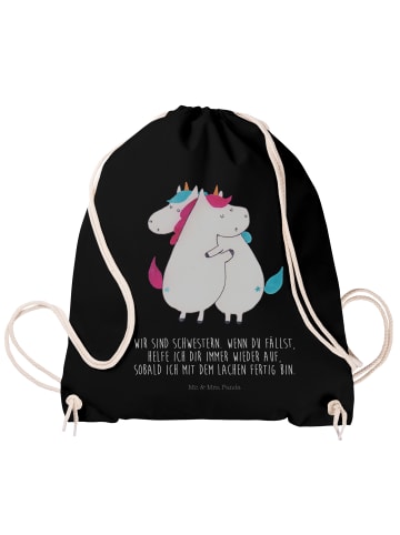 Mr. & Mrs. Panda Baumwolltasche Einhörner Umarmen mit Spruch in Schwarz