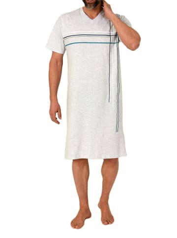 NORMANN Kurzarm Nachthemd Frontprint in grau