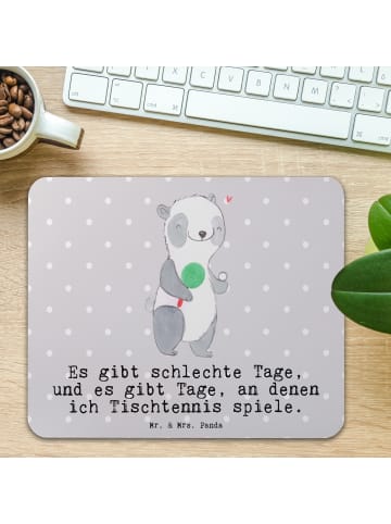 Mr. & Mrs. Panda Mousepad Panda Tischtennis mit Spruch in Grau Pastell