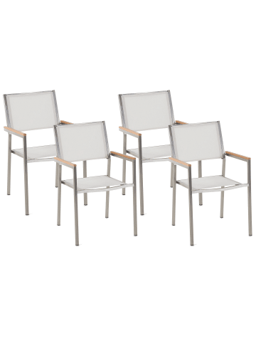 Beliani 4er-Set Gartenstuhl GROSSETO in Weiß/Silber/Braun