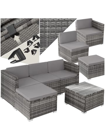 tectake rattan sitzgruppe lignano mit uv-beständigem geflecht