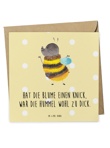 Mr. & Mrs. Panda Einladungskarte Hummel flauschig mit Spruch in Gelb Pastell