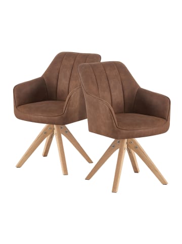 DUBI Möbel 2er-Set: Drehstuhl THOMAS-ELLY in Wildleder-Schwarz - (B)57 x (H)85 x  (T)62 cm