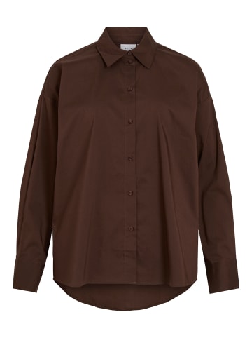 Vila Oversized Langarmhemd aus Baumwolle in Coffee Bean