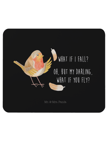 Mr. & Mrs. Panda Mousepad Rotkehlchen Federn mit Spruch in Schwarz
