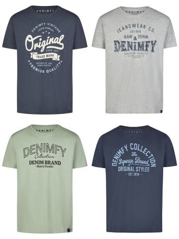 DENIMFY T-Shirt DFNuri 4er Pack Set in Mehrfarbig