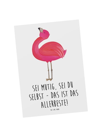 Mr. & Mrs. Panda Postkarte Mutig zu sich selbst stehen mit Spruch in Weiß