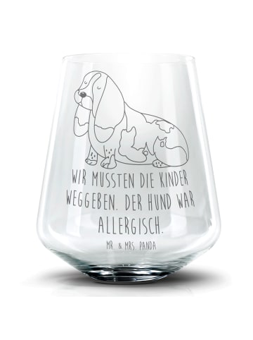 Mr. & Mrs. Panda Blümchentail Glas Hund Basset Hound mit Spruch in Transparent