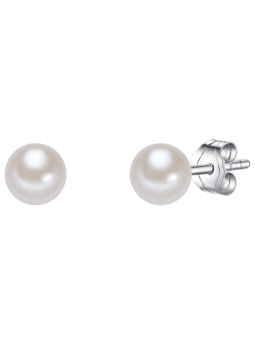 Valero Pearls Ohrstecker Sterling Silber Süßwasser-Zuchtperle weiß in weiß