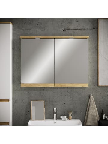 VCM  LED Bad Spiegelschrank Steckdose 59x80x23 Cosila in Weiß / Honig-Eiche