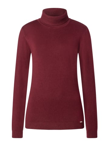 More & More schmaler Feinstrick-Basic-Rollkragenpullover in pomegranate red