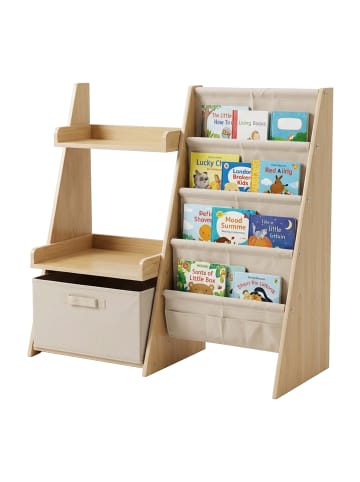 relaxdays Bücherregal in Weiß/ Natur - (B)84,5 x (H)80 x (T)34,5 cm