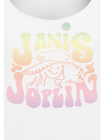 F4NT4STIC Long Cut T-Shirt PLUS SIZE Janis Joplin Pastel Logo in weiß