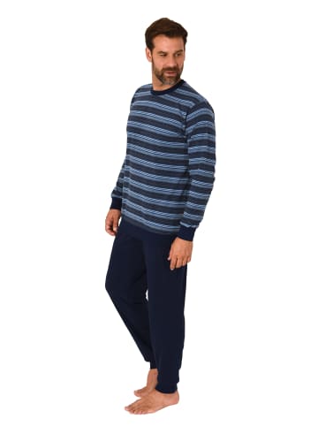 NORMANN langarm Schlafanzug Bündchen Pyjama Streifen - 88055 in marine1
