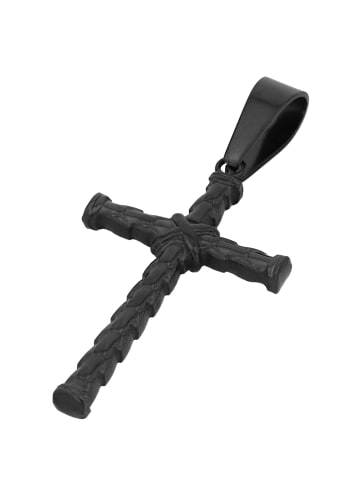 Adeliás Unisex Anhänger – Kreuz Kreuzanhänger aus Edelstahl in schwarz