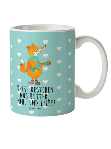 Mr. & Mrs. Panda Camping Tasse Fuchs Keks mit Spruch in Türkis Pastell