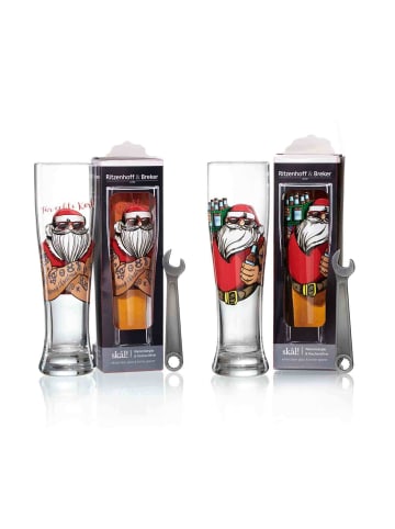 Ritzenhoff & Breker 2er Set Weizenbierglas &  Öffner PAUL X-MAS 500 ml in bunt