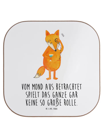 Mr. & Mrs. Panda Untersetzer Quadratisch Fuchs Lord mit Spruch in Weiß