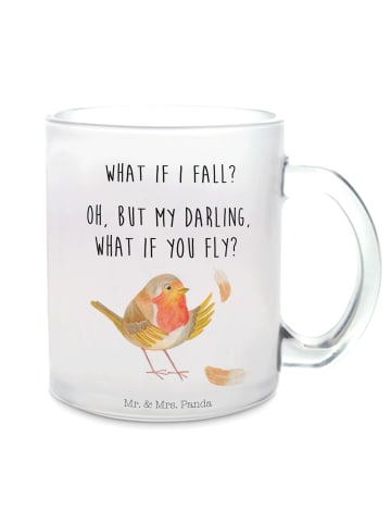 Mr. & Mrs. Panda Tasse Rotkehlchen Federn mit Spruch in Transparent