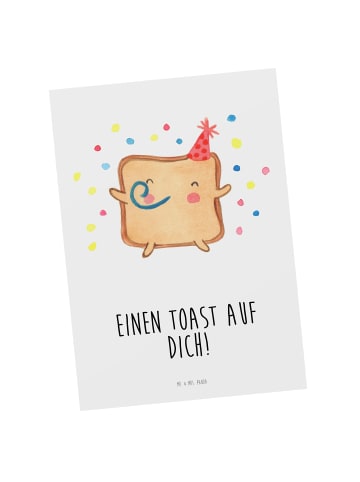Mr. & Mrs. Panda Postkarte Toast Party mit Spruch in Weiß