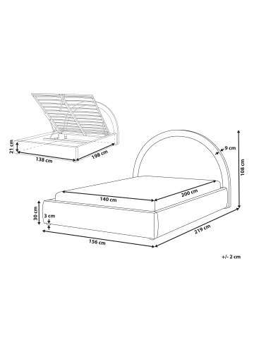 Beliani Doppelbett MOUZON in Beige/Grau - (W) 156 x (H) 108 x (L) 219 cm