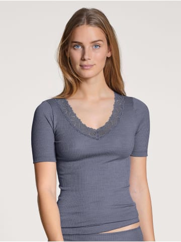 Calida Kurzarm-Shirt SILKY WOOL JOY in Blau