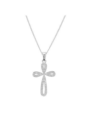 Alexander York Kette mit Anhänger KREUZ mit Zirkonia in 925 Sterling Silber, 2-tlg.