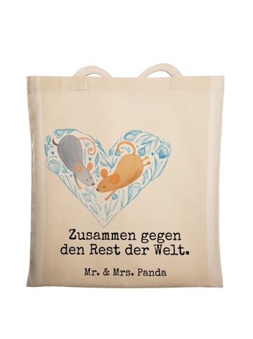 Mr. & Mrs. Panda Baumwolltasche Hochzeit Mäuse Herz Design mit S... in Weiß