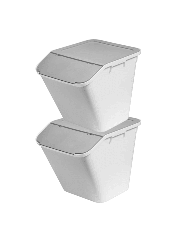 SmartStore 2er-Set Aufbewahrungsbox Collect Stack-it Weiß/Grau 51L