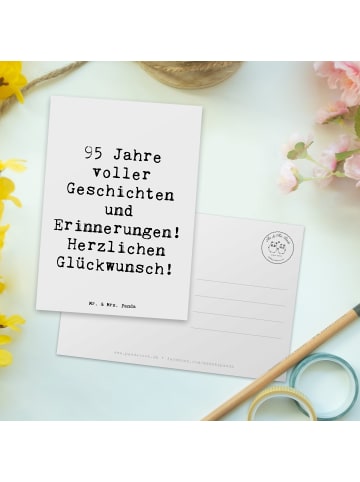 Mr. & Mrs. Panda Postkarte Spruch 95. Geburtstag mit Spruch in Weiß