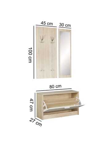 FineBuy Garderobe in Braun / Spanplatte / 80x27x180