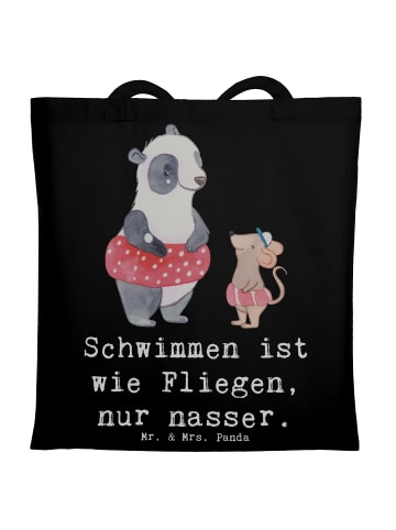 Mr. & Mrs. Panda Stoffbeutel Schwimmen wie Fliegen mit Spruch in Schwarz