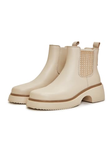 CESARE GASPARI Leder Plateau-Stiefeletten in Beige