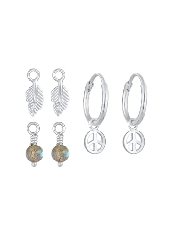 Elli Ohrringe 925 Sterling Silber Boho, Feder, Peace-Zeichen in Silber