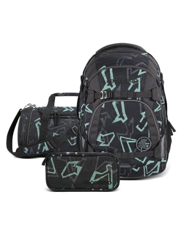 Coocazoo Schulrucksack-Set „Reflective Graffiti“, 3-teilig in Grau