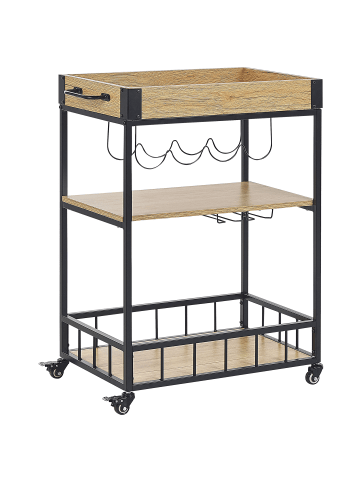 Beliani Servierwagen HULLET in Schwarz/Braun - (W) 62 x (H) 89 x (L) 37 cm