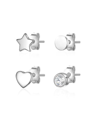 Lulu & Jane 2er Set Ohrstecker Zirkonia weiß in silber