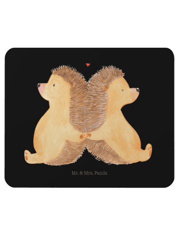Mr. & Mrs. Panda Mousepad Igel händchenhaltend ohne Spruch in Schwarz