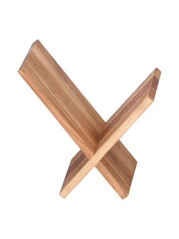 KADIMA DESIGN Zeitungsständer MUMBAI Massivholz X-Form 31 cm in Akazie