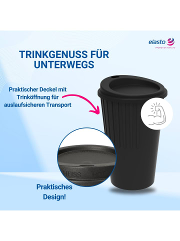 elasto Riffel-Kaffeebecher "ToGo" in schwarz - 300 ml