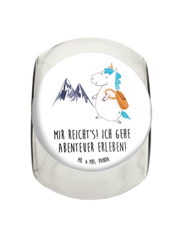Mr. & Mrs. Panda Bonbonglas Einhorn Bergsteiger mit Spruch in Weiß
