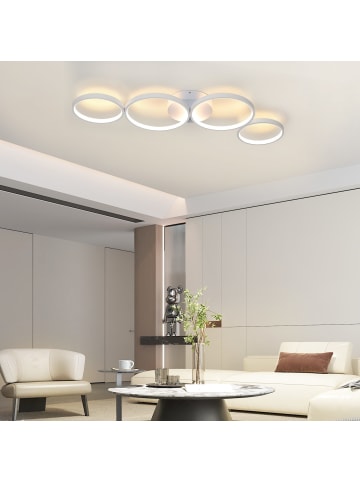 ZMH LED Deckenleuchte in Weiß Dimmbar 4-flammige Ring 56W Bürolampe L 100cm